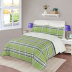 Quilt Cover Set Navy Green Plaid-30145