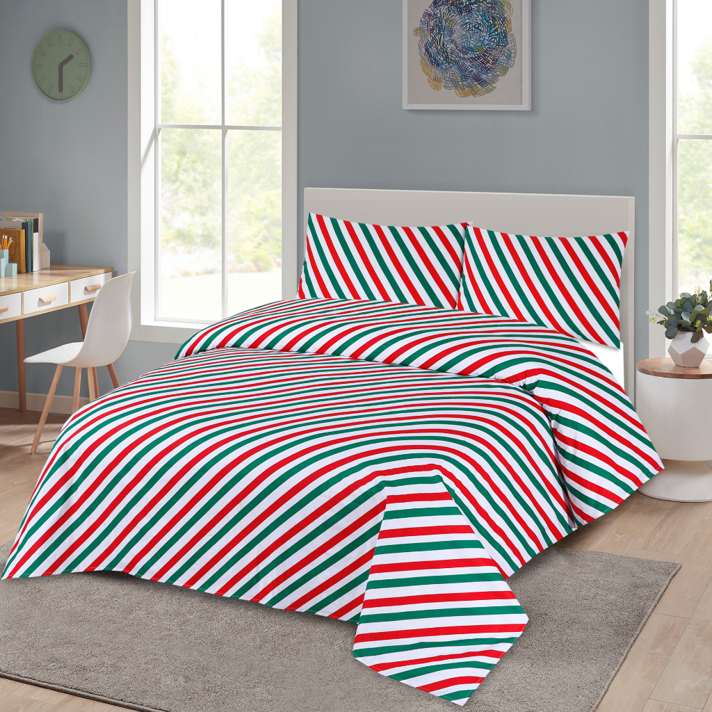 Cotton Bed Sheet diagonal Stripes-30103