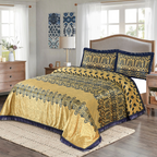 Pure Palachi Bed Sheet Golden Navy King-10789