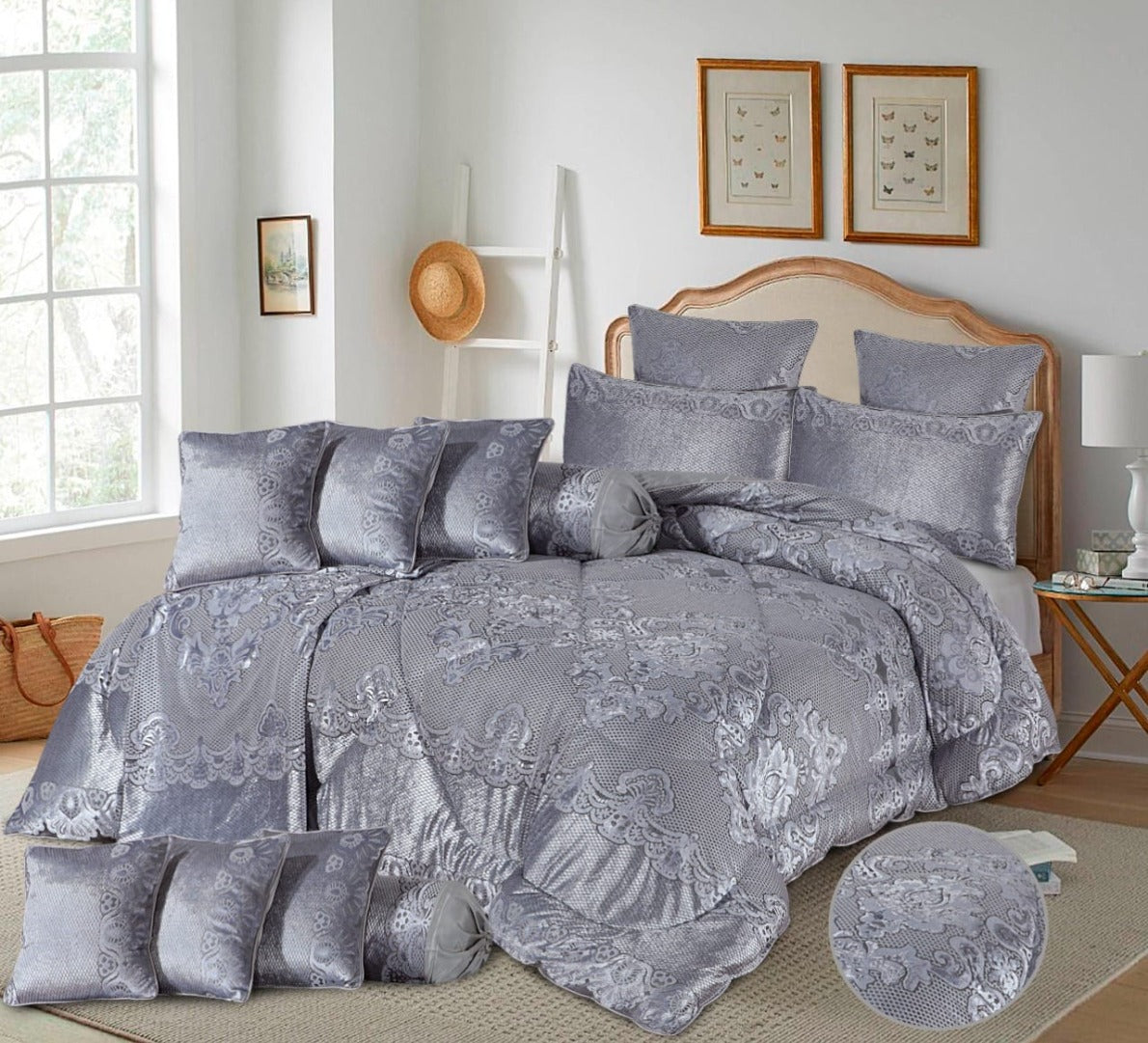 Heavy Palachi Bridal Comforter 14 Pcs Set Metallic-50119 OS