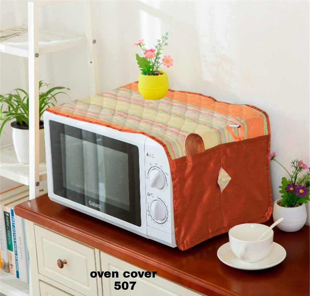 Quilted Microwave Oven Cover orange yellow -OC7