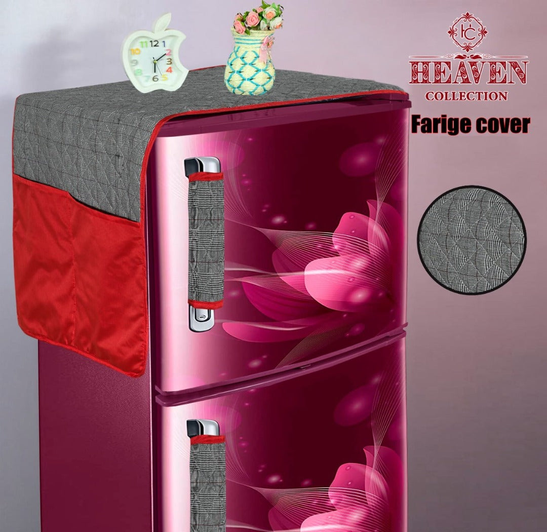 Quilted Fridge Cover Red & Gray-FC6