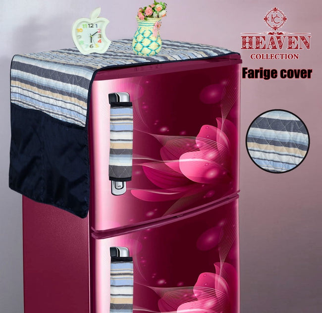 Quilted Fridge Cover gray Stripes-FC2 Hover Image