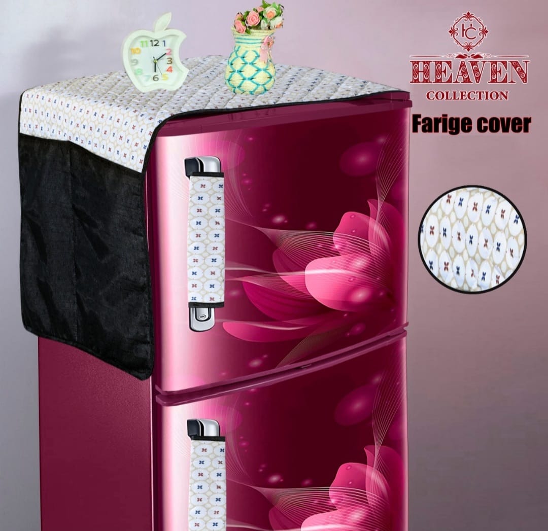 Quilted Fridge Cover Black Doted-FC3