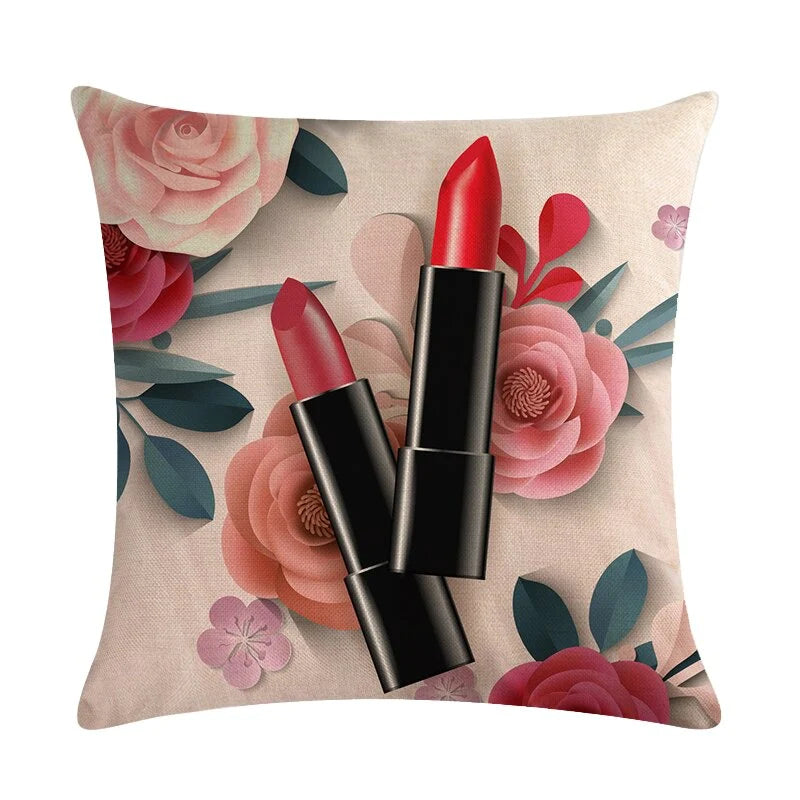 Flower Lipstick Bottle Makeup Cushion Covers (Pack Of 6)-CC-59