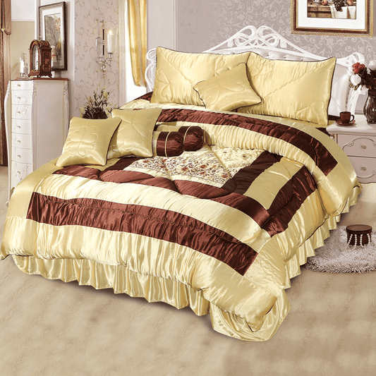 Bridal Comforter Set Silk Golden Chocolate - 40105 - Lotus