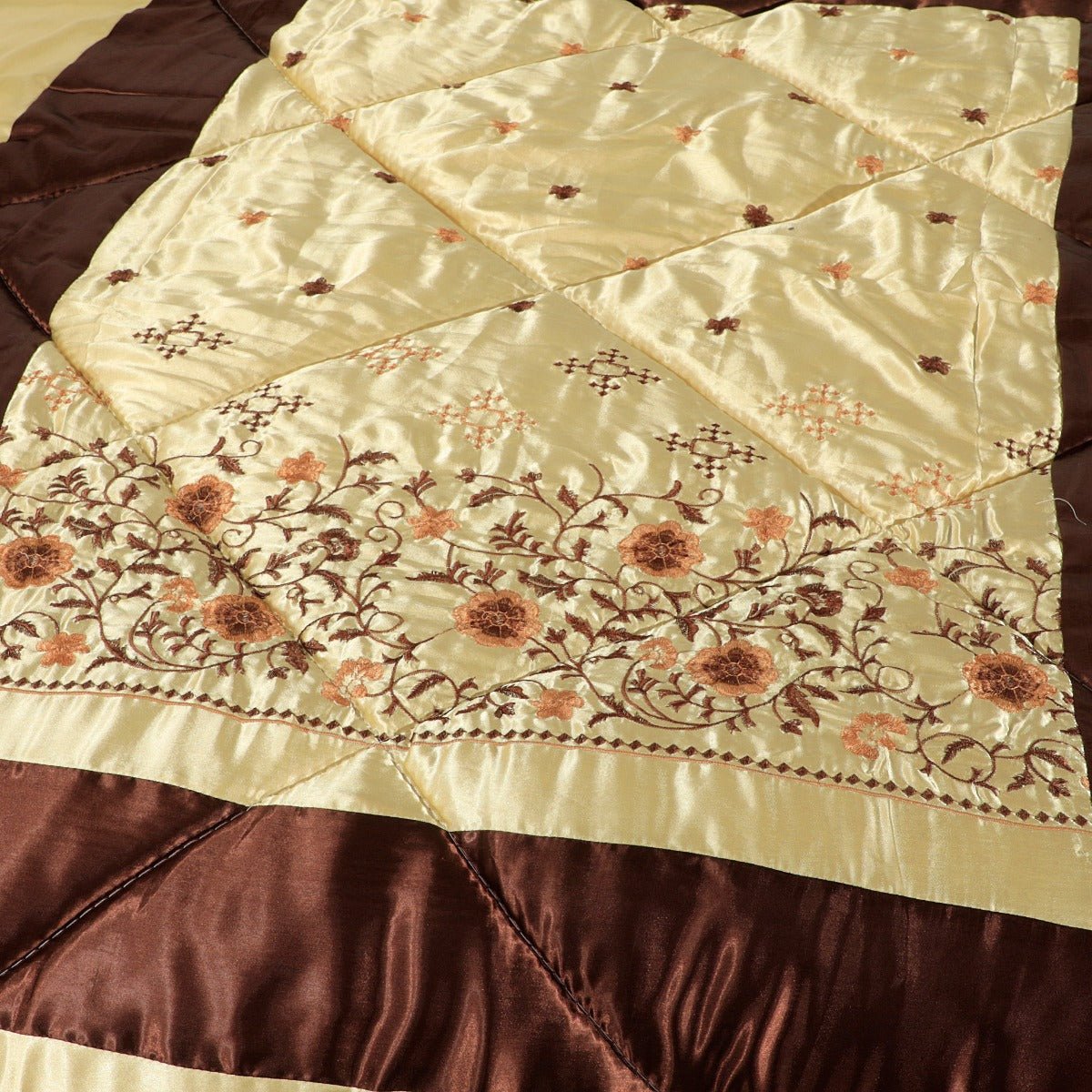 Bridal Comforter Set Silk Golden Chocolate - 40105 - Lotus