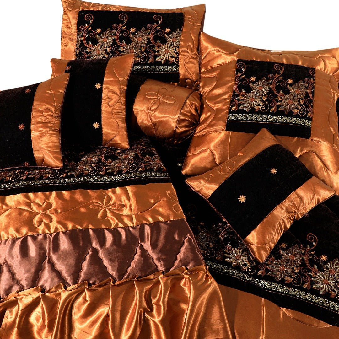 Bridal Comforter Set Velvet Silk Chocolate & Brown - 40197 - Lotus