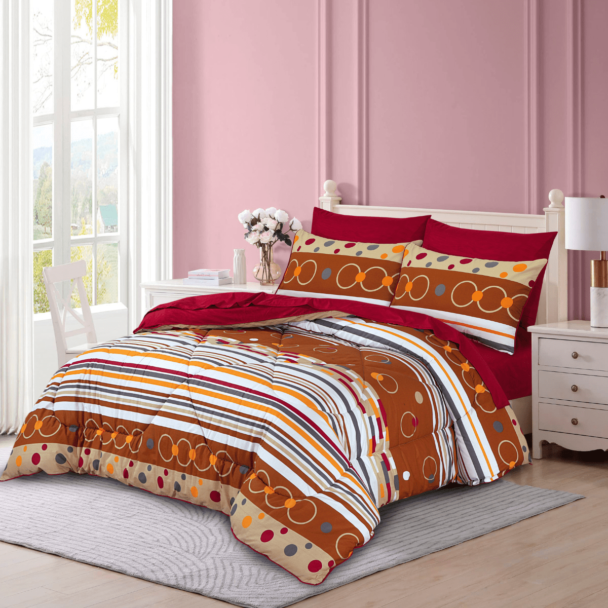 Comforter Set Multi Circle Stripe - 30153 - Lotus