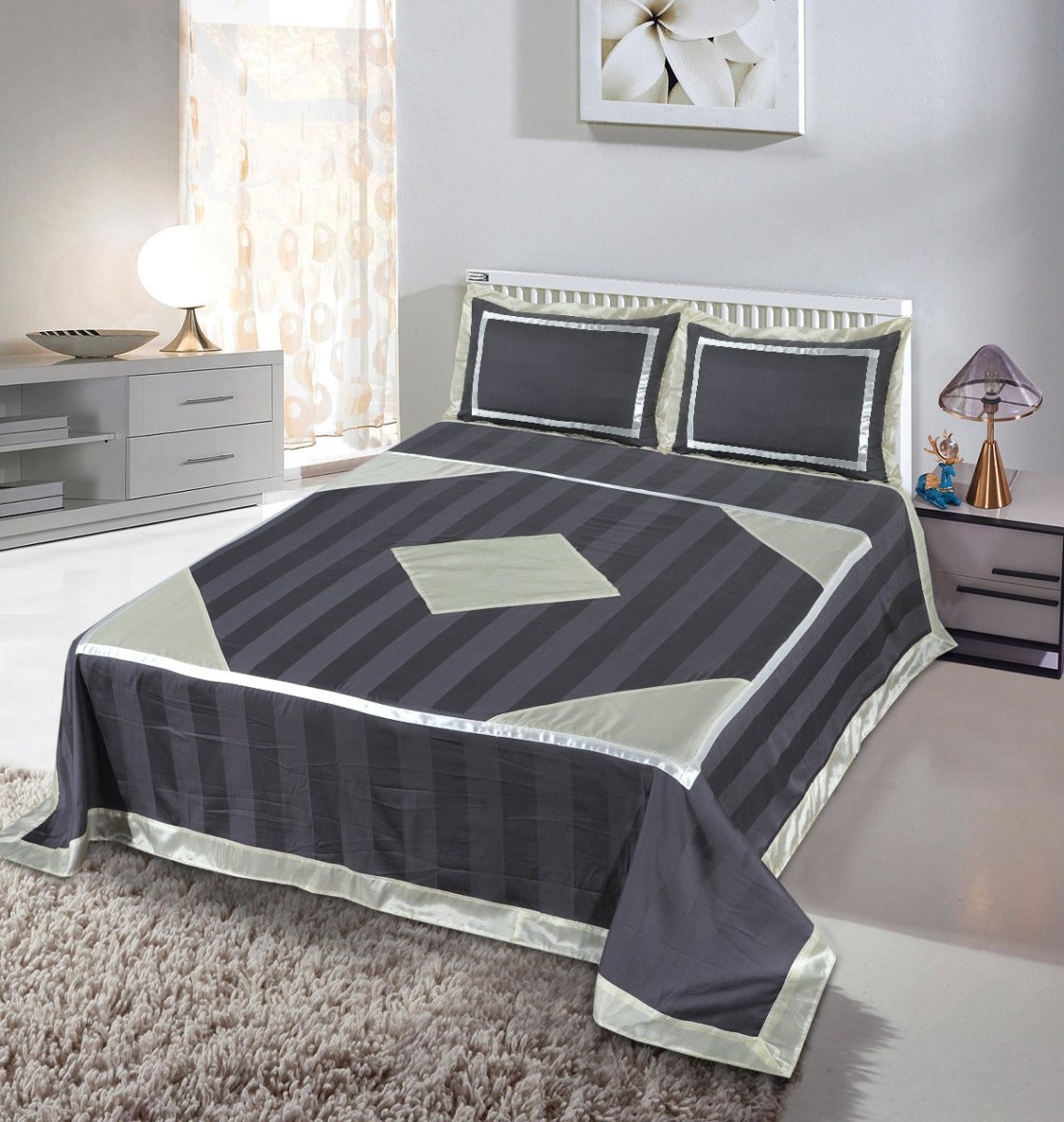 Cotton Sateen Bed Sheet Dark Gray - 40102 - Lotus