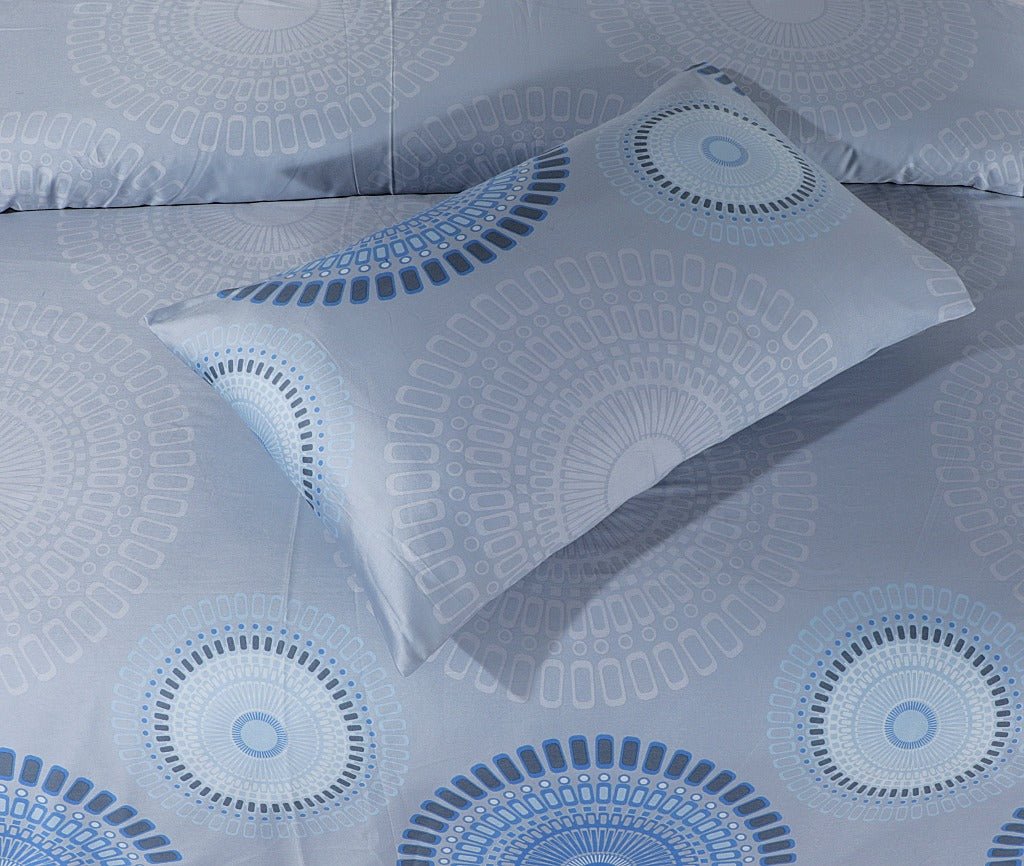 Cotton Sateen Bed Sheet Navy Circle Single - 30112 - Lotus
