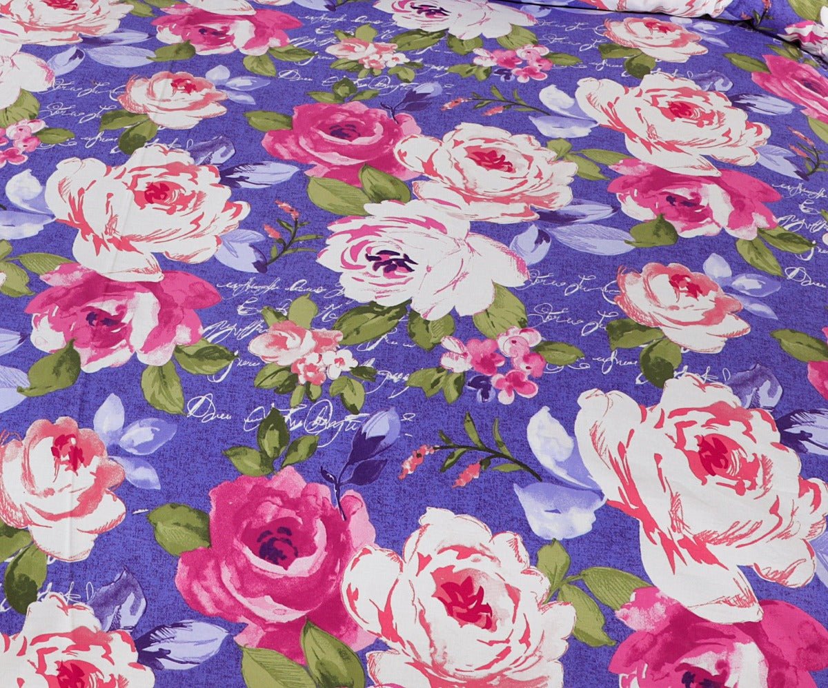 Cotton Sateen Bed Sheet Rosebush Floral King - 30124 - Lotus