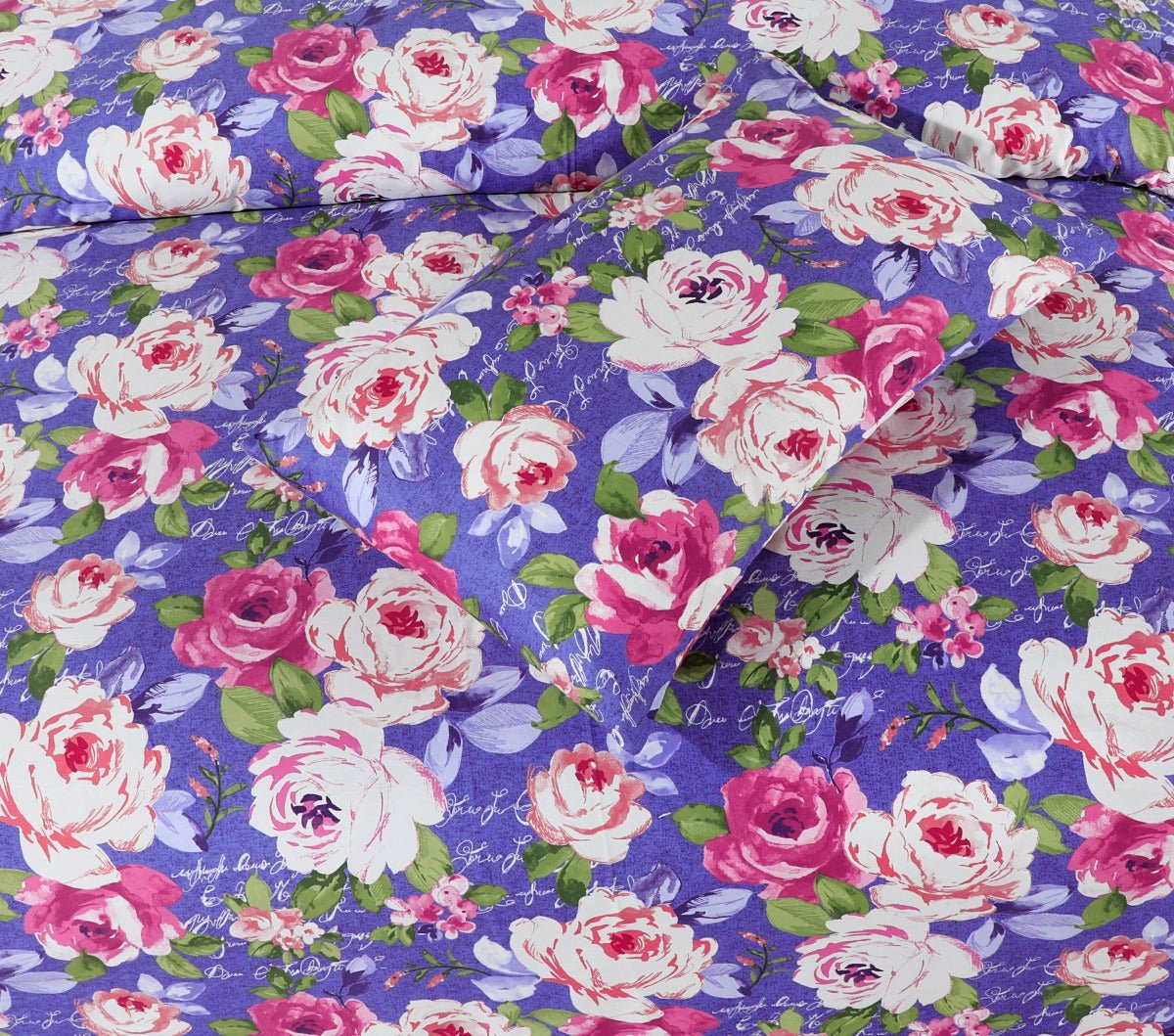 Cotton Sateen Bed Sheet Rosebush Floral King - 30124 - Lotus