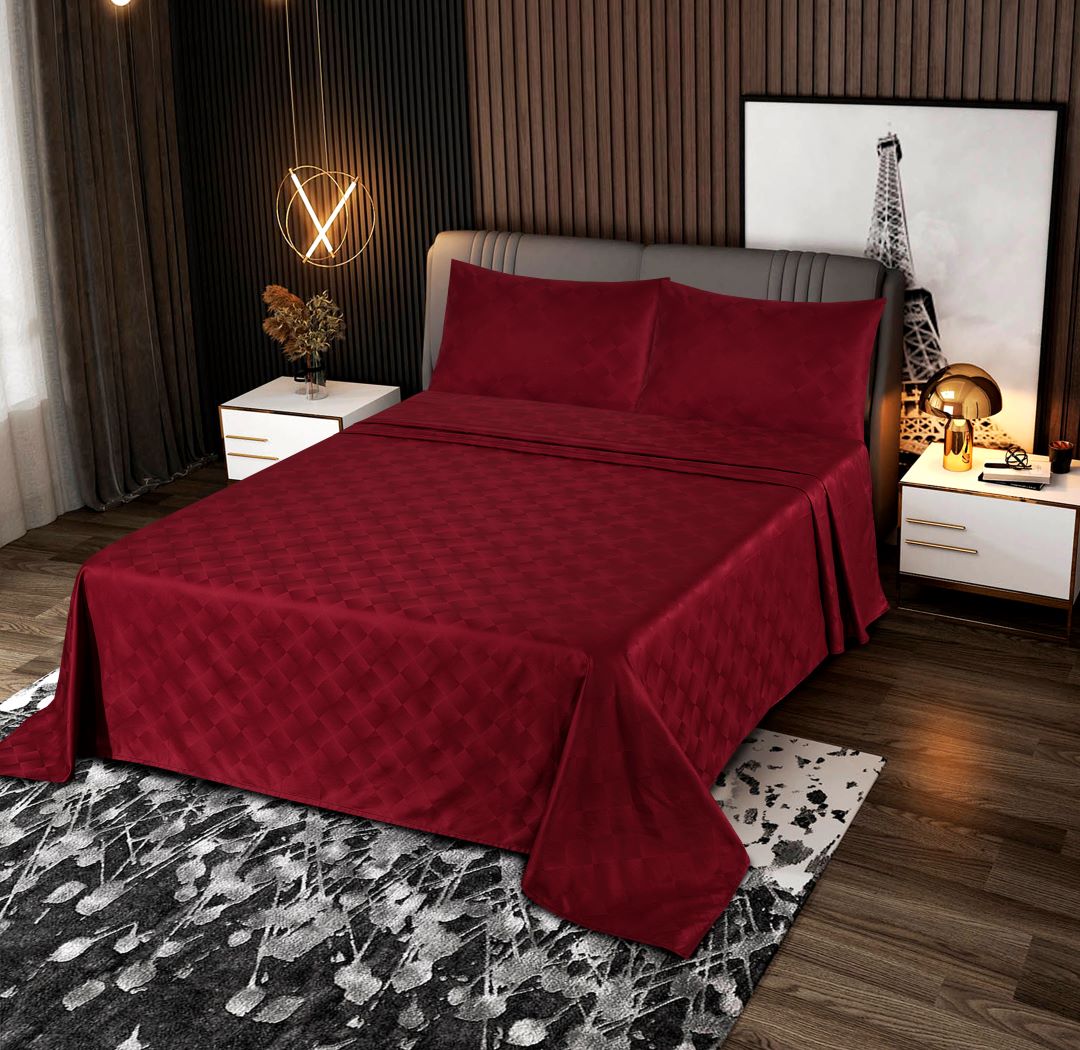 Cotton Sateen Bed Sheet Set Chili Pepper Diagonal Square - 40145 - Lotus