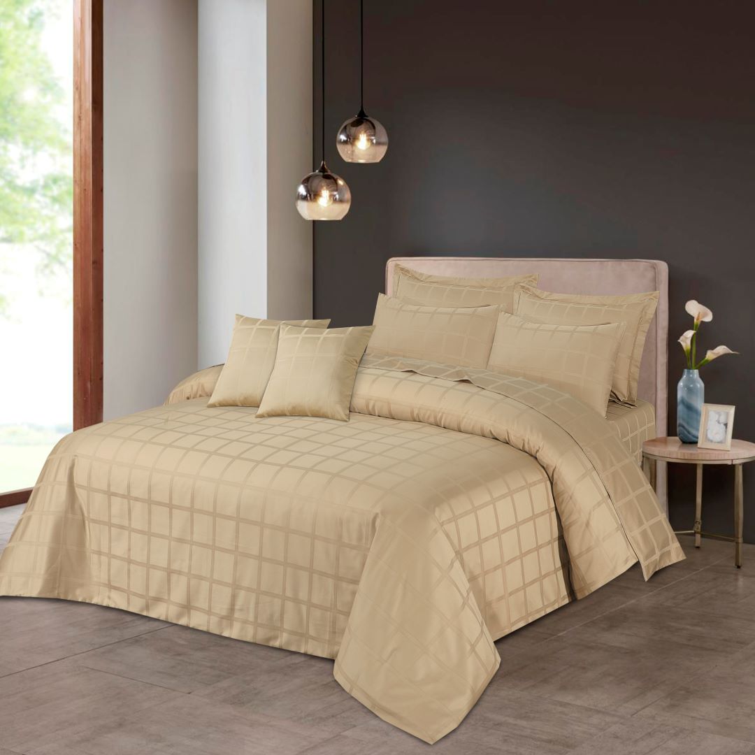 Cotton Sateen Quilt Cover Set 8 Pcs Square Boulder - 40141 - Lotus