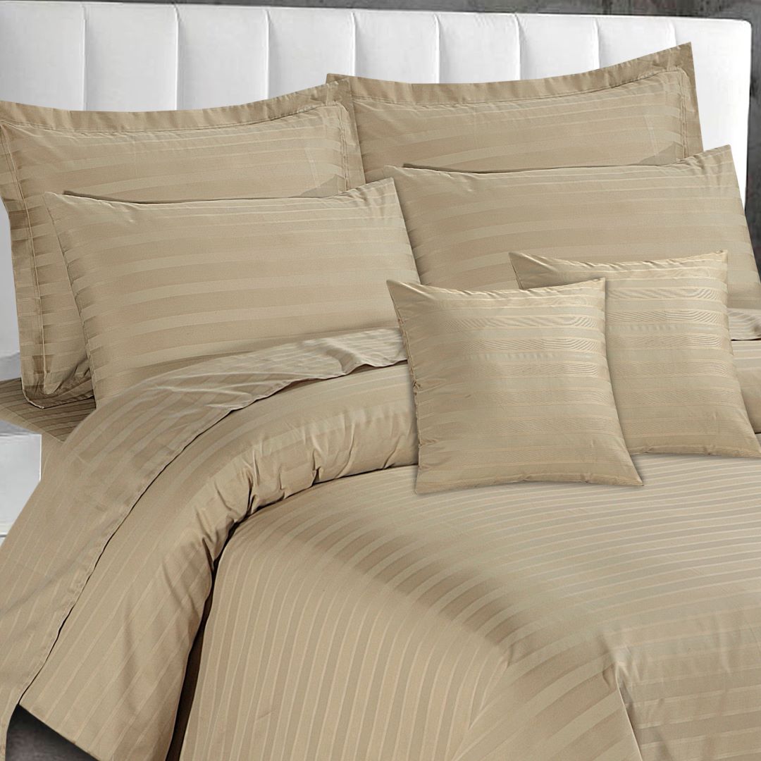 Cotton Sateen Quilt Cover Set 8 Pcs Stripes Boulder - 40142 - Lotus