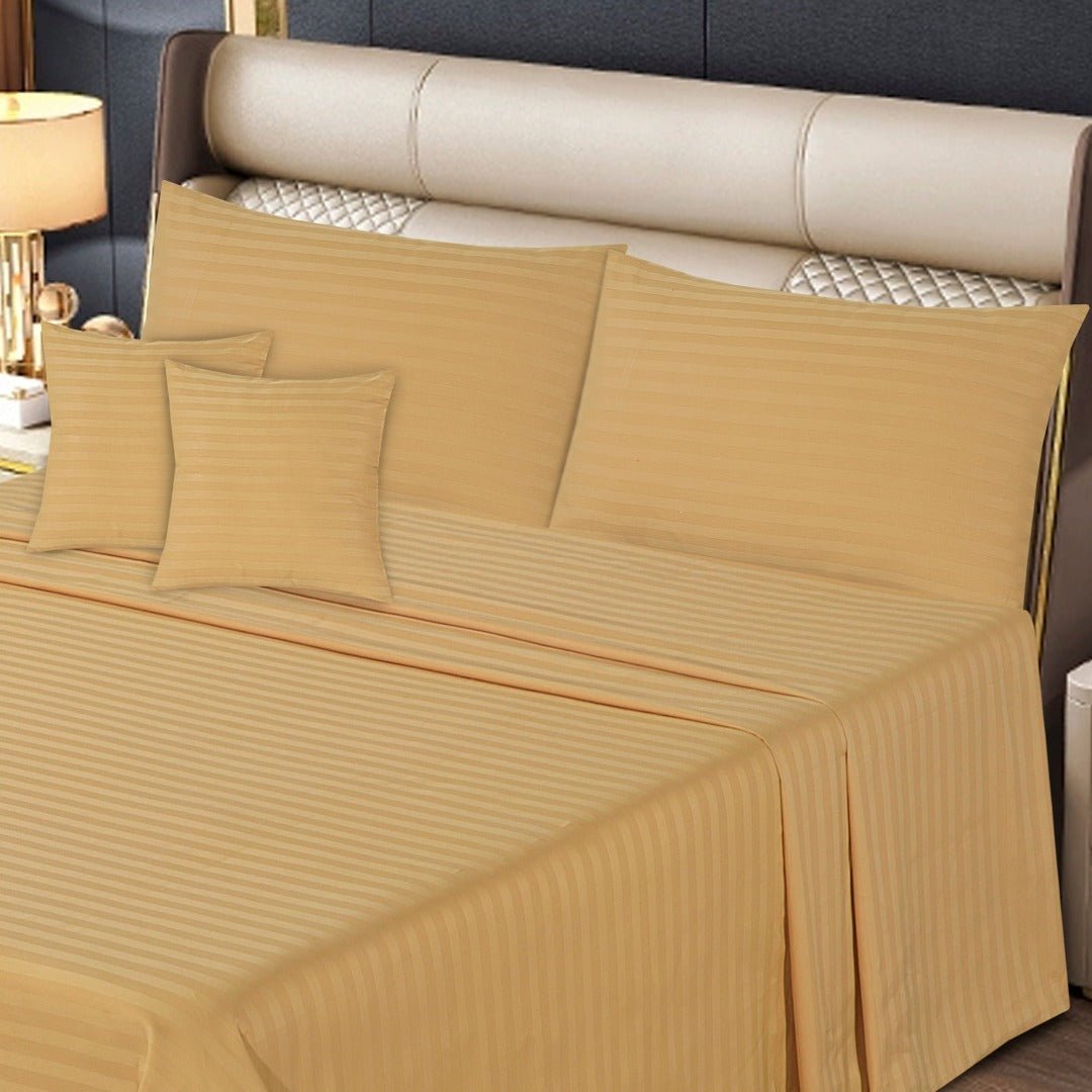 Cotton Sateen Stripe Bed Sheet Set Comsilk - 40165 - Lotus