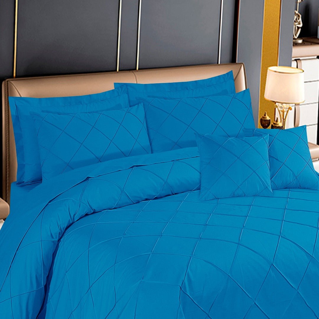 Diagonal Pleated Duvet Cover Set 8 Pcs Methyl Blue - 40152 RFS - Lotus