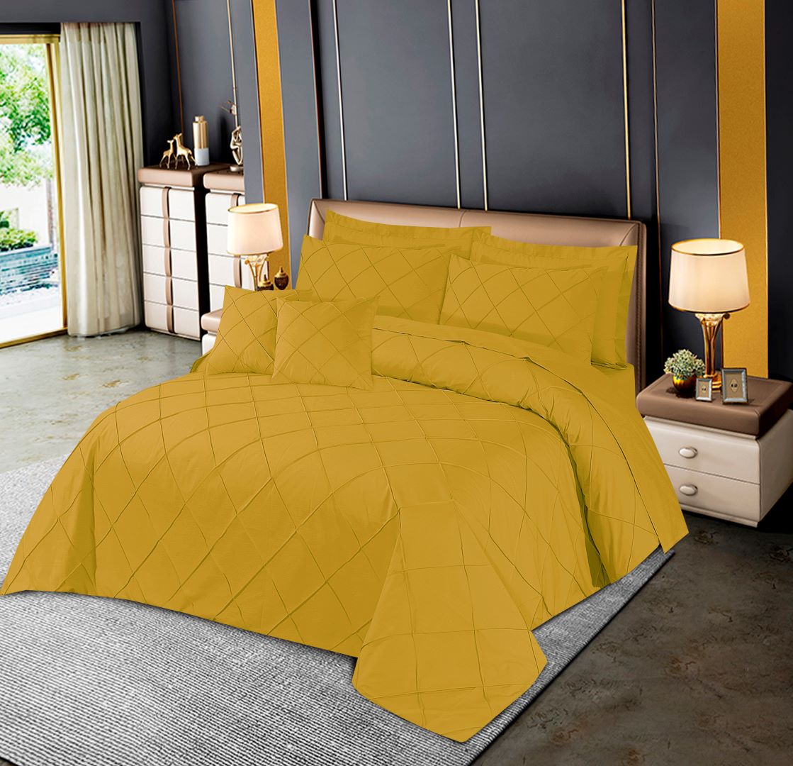 Diagonal Pleated Duvet Cover Set 8 Pcs Tawny Olive - 40154 RFS - Lotus