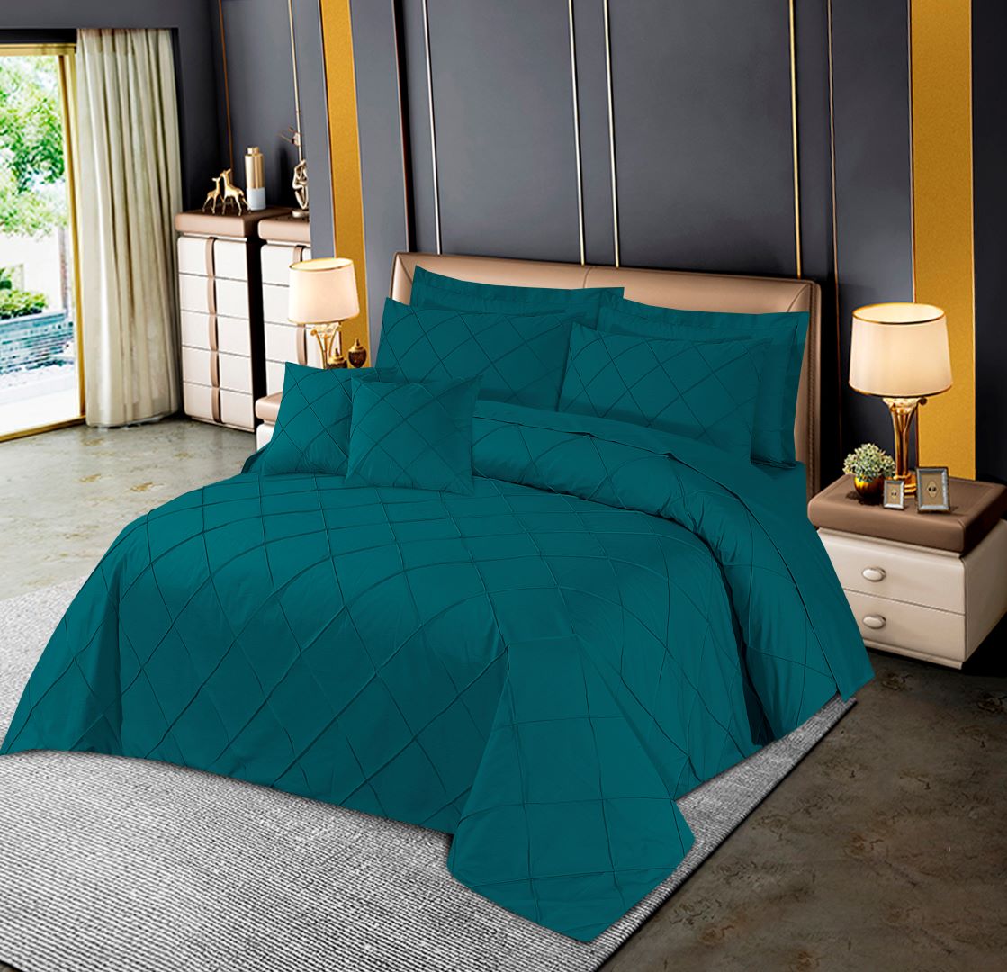 Diagonal Pleated Duvet Cover Set 8 Pcs Zinc - 40155 RFS - Lotus