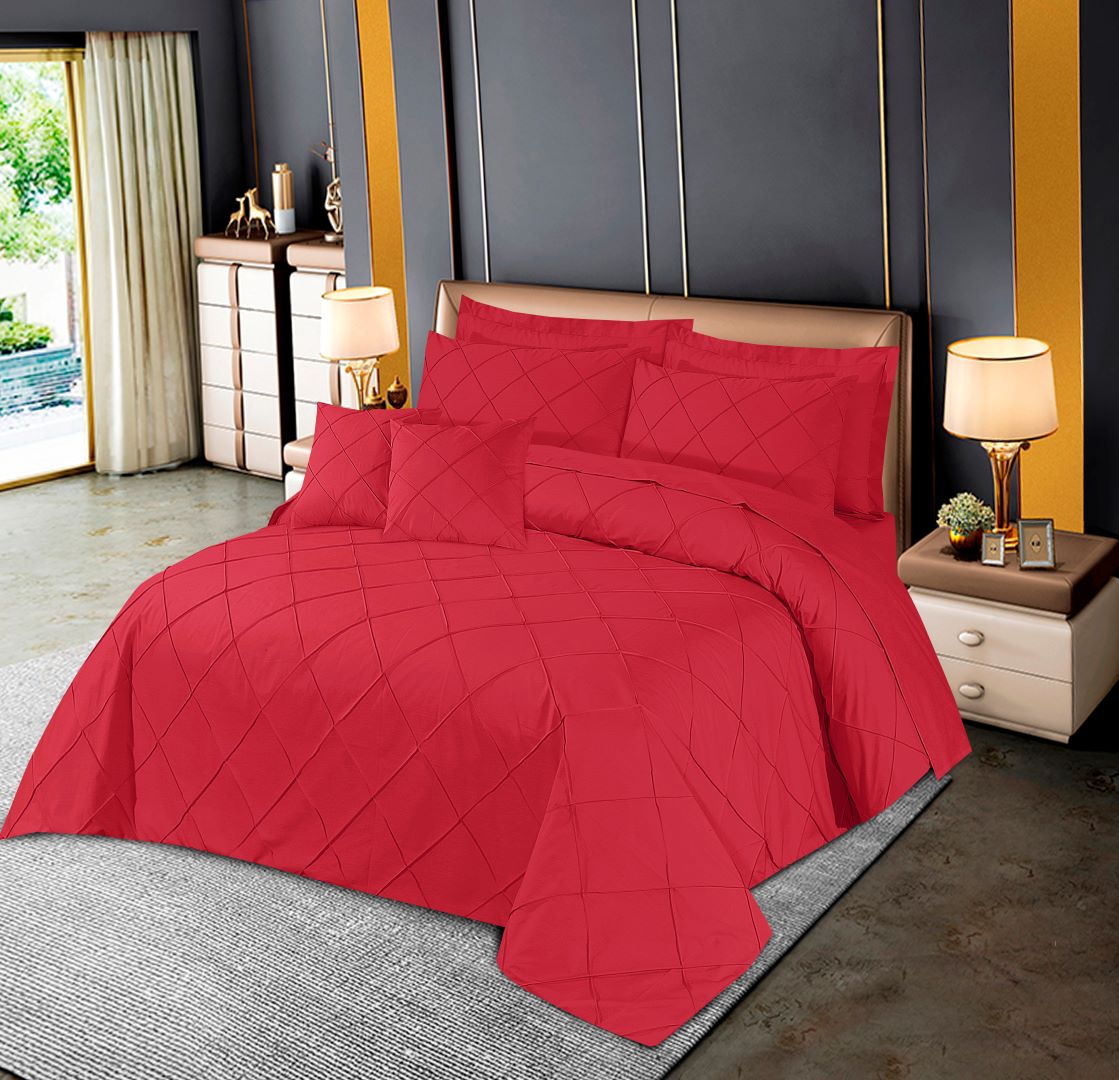 Diagonal Pleated Quilt Cover Set 8 Pcs Tamato - 40153 RFS - Lotus