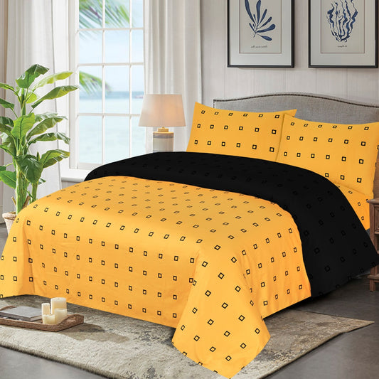 Comforter Set Cotton Sateen Black Square-30122