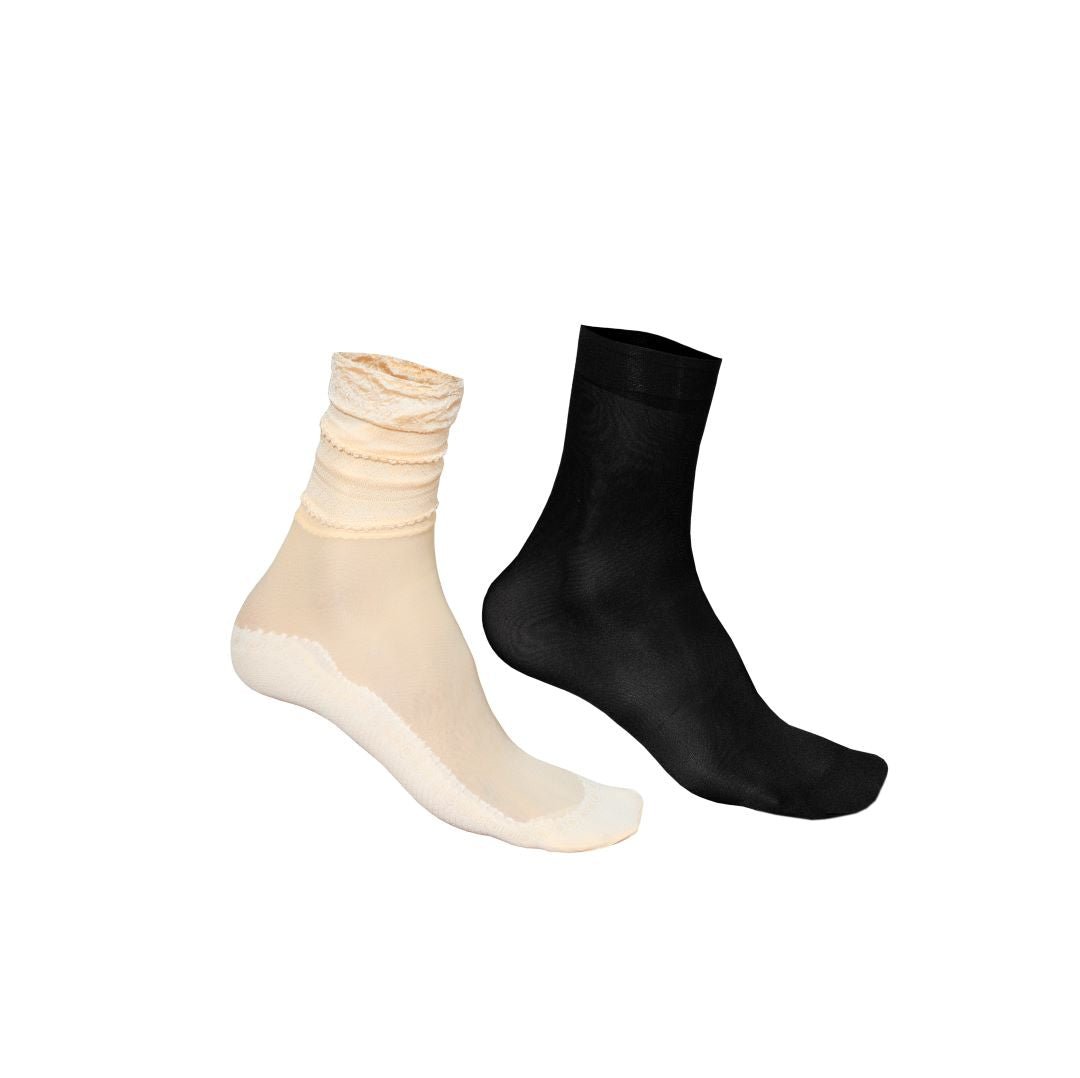 Net Fancy Full Socks For Women ( PACK OF 2 ) EUR 37 - 41 - 1017 - Lotus