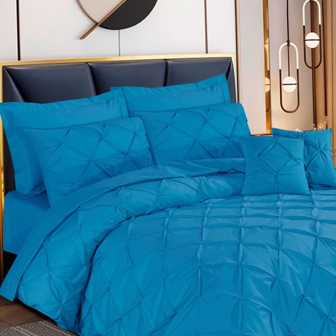 Pin Tuck Duvet Cover 8 Pcs Set Methyl Blue - 40186 RFS - Lotus