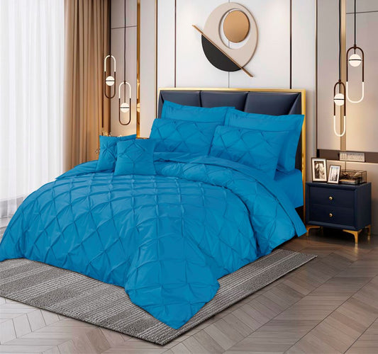 Pin Tuck Duvet Cover 8 Pcs Set Methyl Blue - 40186 RFS - Lotus