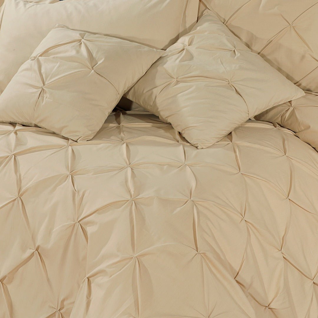 Pin Tuck Duvet Set 8 Pcs Beige - 40179 RFS - Lotus