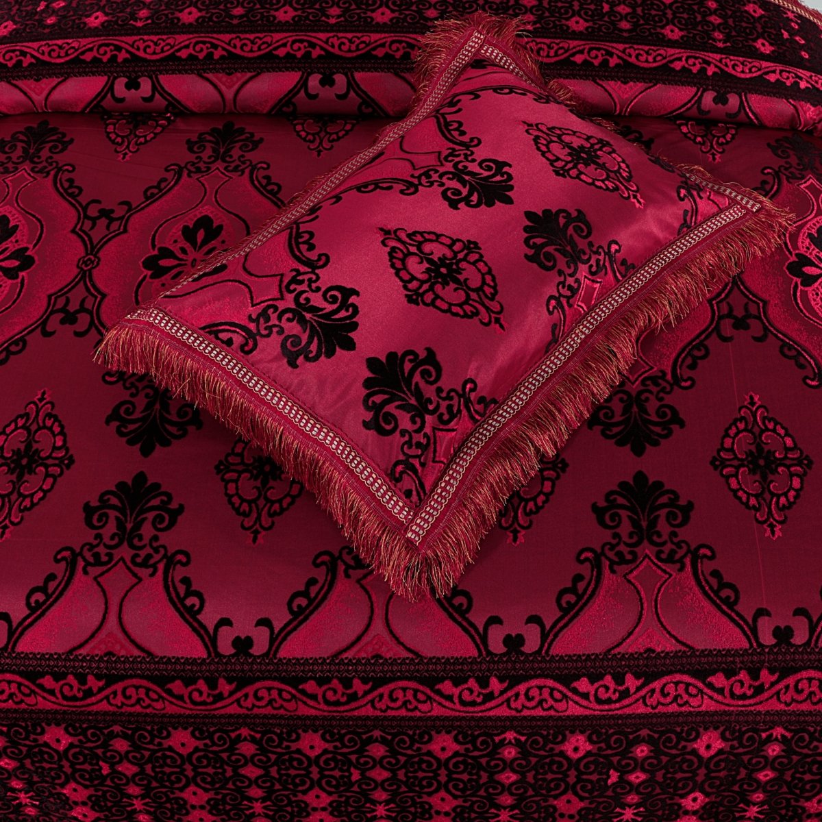 Pure Palachi Bed Sheet Burgundy Black King - 10792 - Lotus