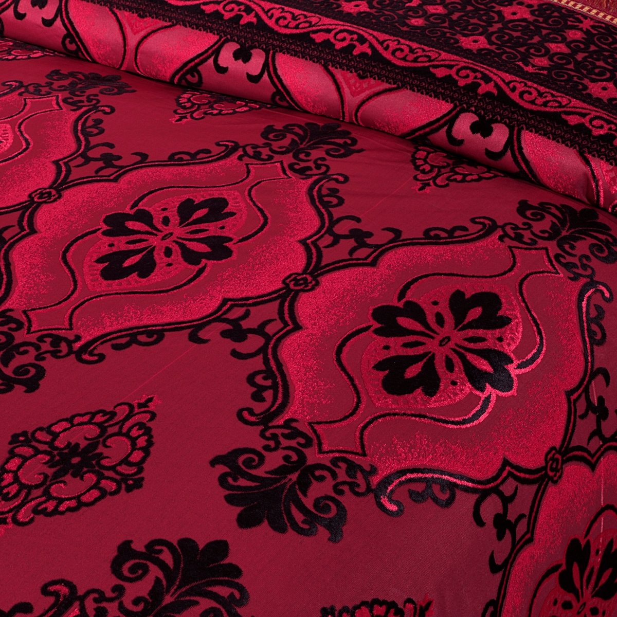 Pure Palachi Bed Sheet Burgundy Black King - 10792 - Lotus