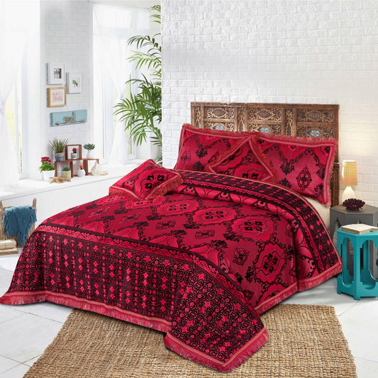 Pure Palachi Bed Sheet Burgundy Black King - 10792 - Lotus