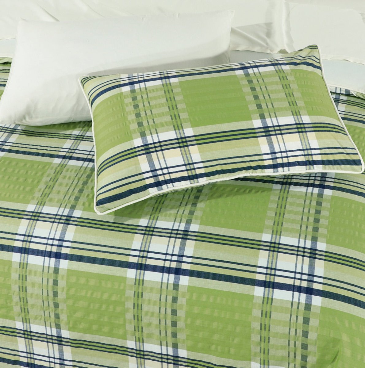 Quilt Cover Set Navy Green Plaid - 30145 - Lotus