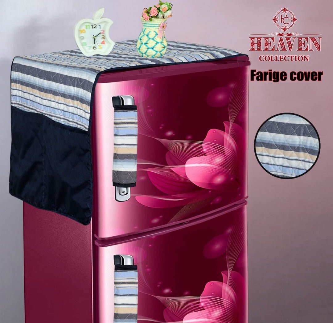 Quilted Fridge Cover gray Stripes - FC2 - Lotus