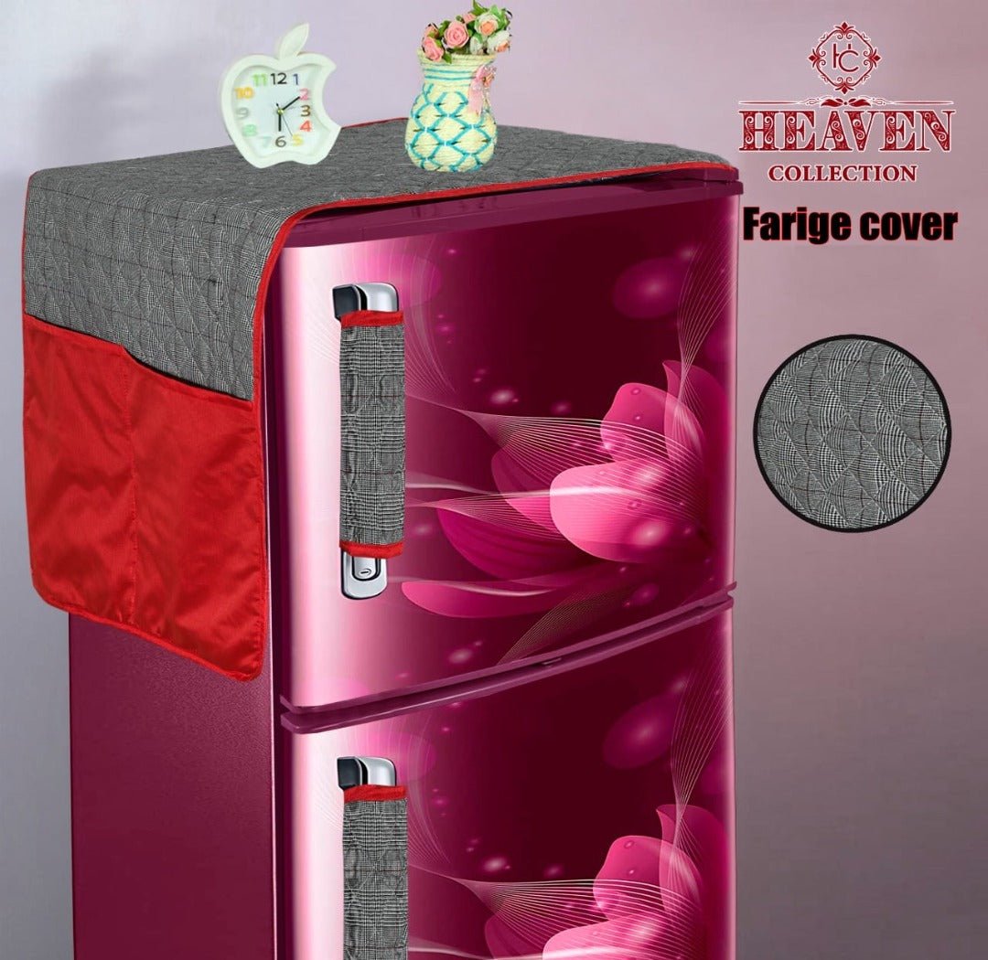 Quilted Fridge Cover Red & Gray - FC6 - Lotus