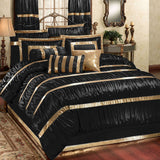 Silk Ruffled & Embellished luxury Bridal Duvet set Black 12 Pcs-40260 RFS