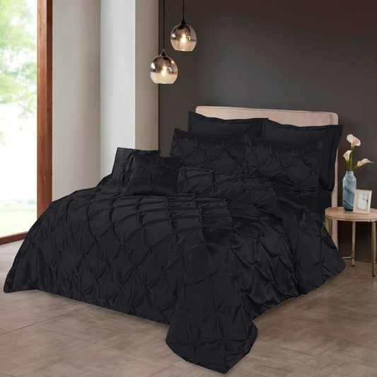 Silk Duvet Cover 3 Pcs Set Pin Tuck Black - 40251 RFS - Lotus