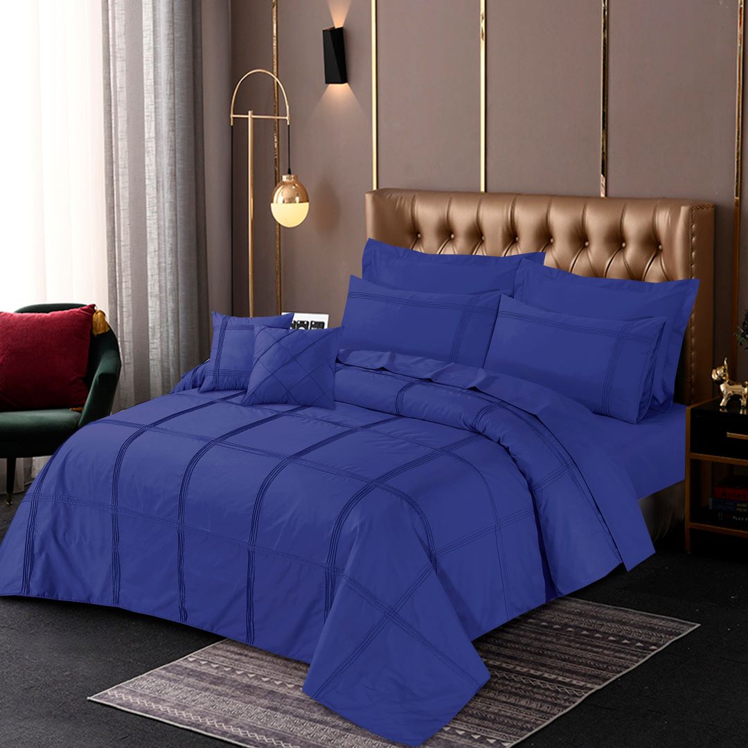 Square Pleated Duvet Cover 8 Pcs Set Royal - 40171 RFS - Lotus