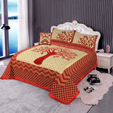 Jacquard Velvet Bed Sheet Set 4 pcs Autumn Tree Red King-40218 RFS