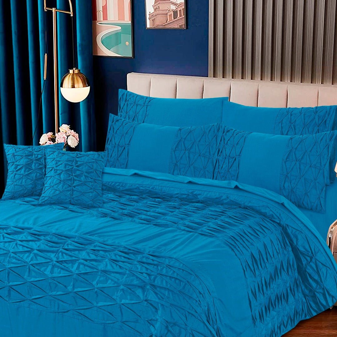 Zigzag Pleated Duvet Cover 8 Pcs Set Methyl Blue - 40139 RFS - Lotus
