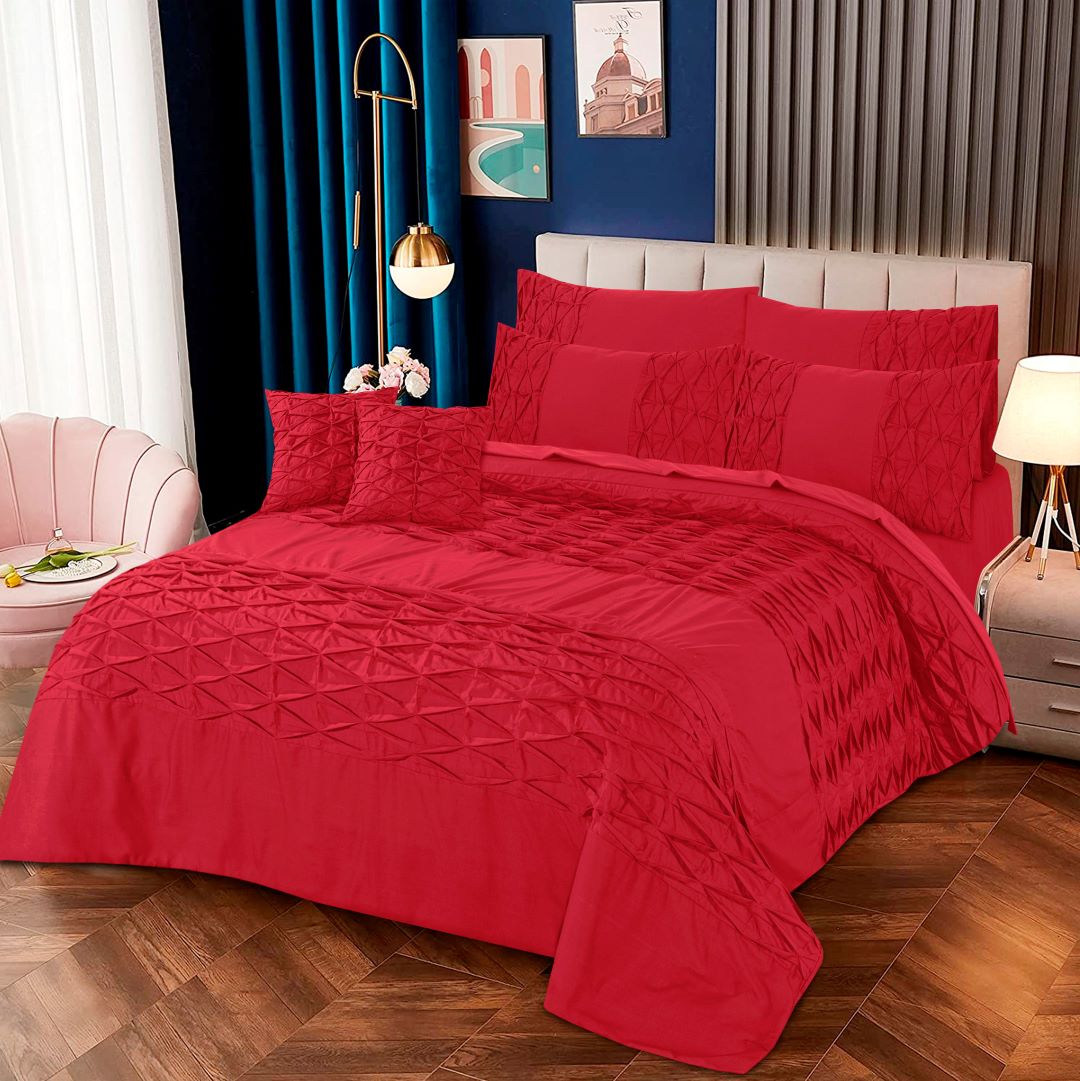 Zigzag Pleated Duvet Cover 8 Pcs Set Tamato - 40133 RFS - Lotus