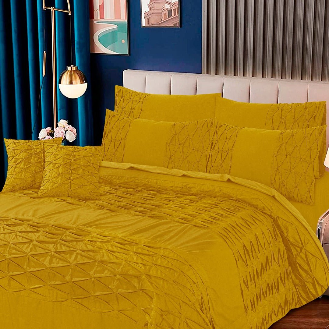 Zigzag Pleated Duvet Cover 8 Pcs Set Tawny Olive - 40140 RFS - Lotus