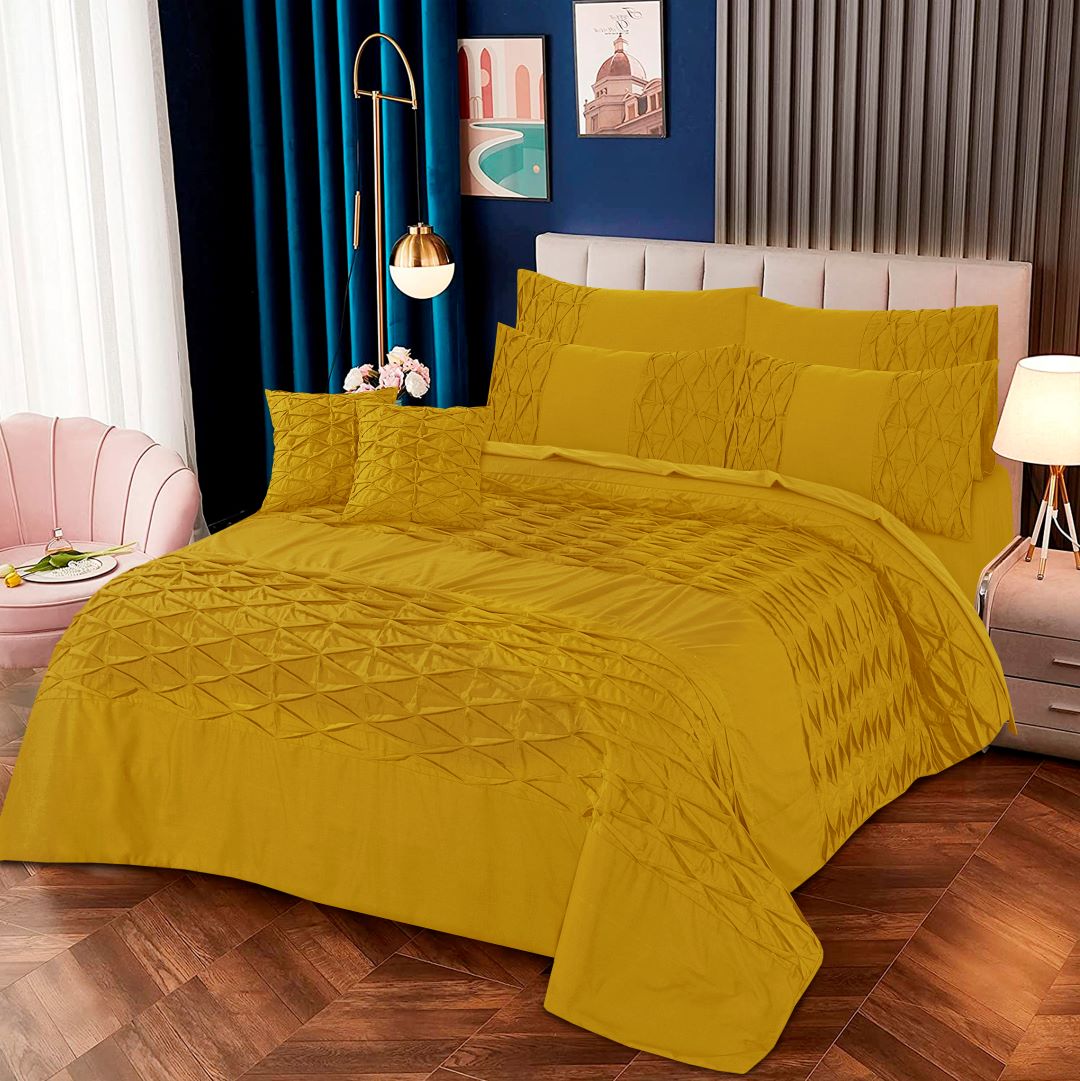 Zigzag Pleated Duvet Cover 8 Pcs Set Tawny Olive - 40140 RFS - Lotus